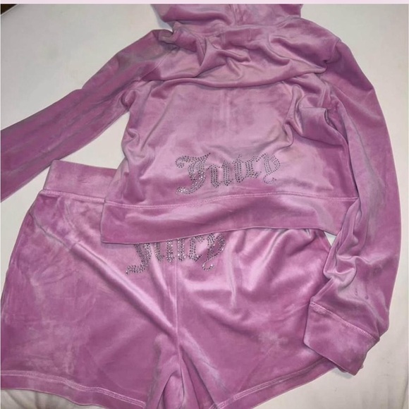Juicy Couture Tracksuit Set Shorts XL Dewberry Velour - Picture 5 of 5